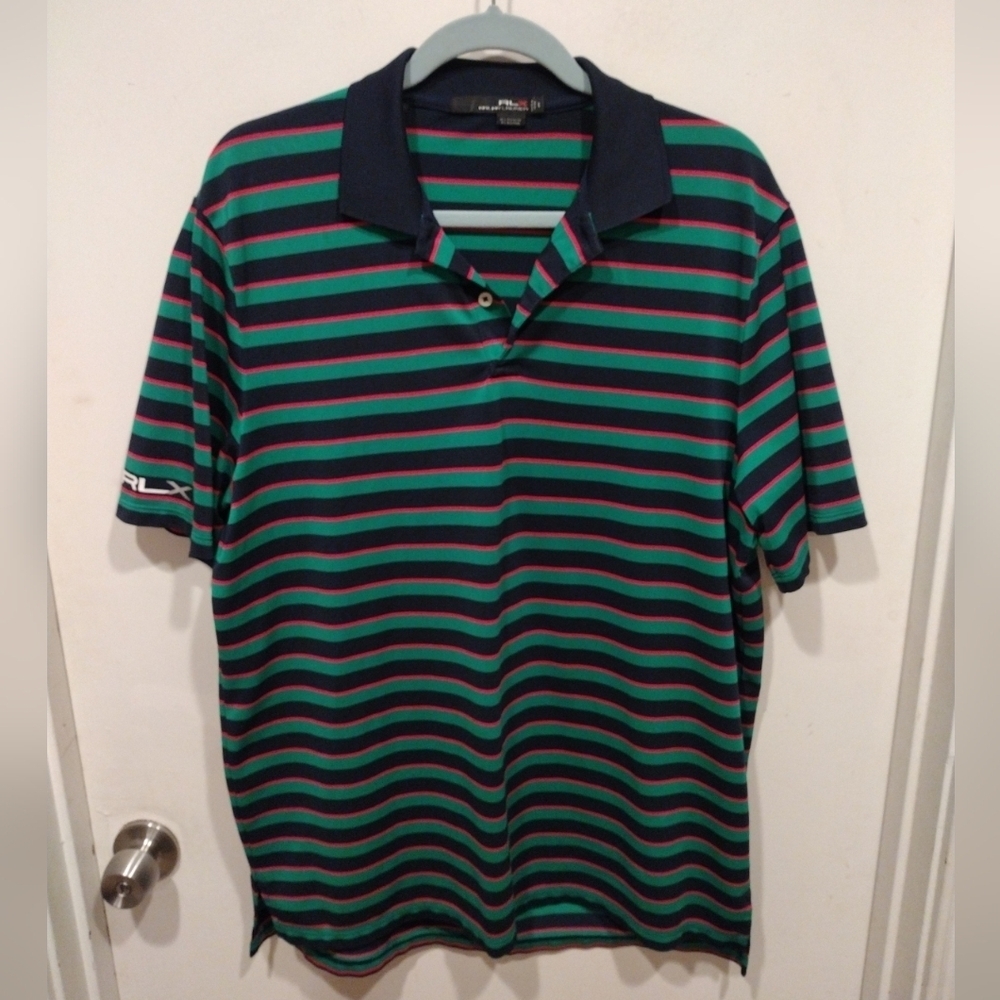 Ralph Lauren RLX Men's Multicolor Striped Polo Shirt Sz  L-Preppy Dark Academia